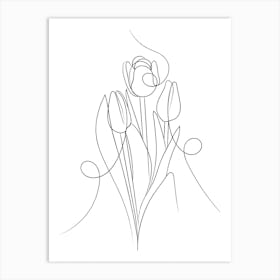 Tulips Line Drawing Art Print