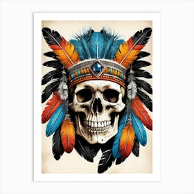 Skull Indian Headdress (22) Art Print