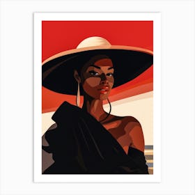 Illustration of an African American woman at the beach 80 Art Print