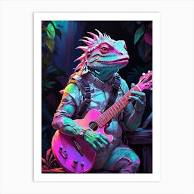 Lizard Playing Guitar 2 Art Print