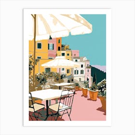 Positano, Italy, Flat Pastels Tones Illustration 2 Art Print