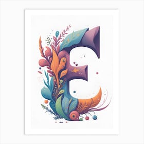 Colorful Letter E Illustration 18 Art Print