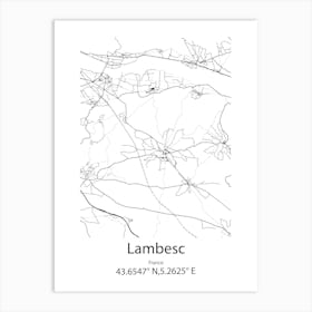 Lambesc,France Minimalist Map Art Print