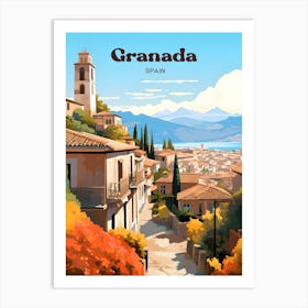 Granada Spain Andalusia Travel Illustration Art Print