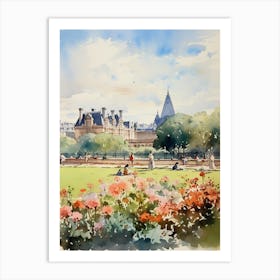 Tuileries Garden France Watercolour Painting 1  Art Print