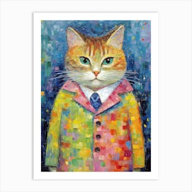 Whiskered Runway; Oil Painted Cat Chic Art Print