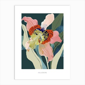 Colourful Flower Illustration Poster Hellebore 2 Art Print