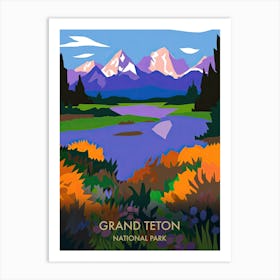 Grand Teton National Park Travel Poster Matisse Style 1 Art Print