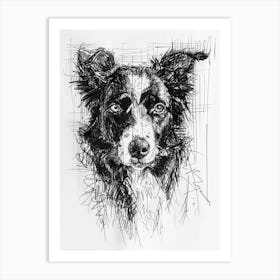 Border Collie Dog Line Sketch 2 Art Print