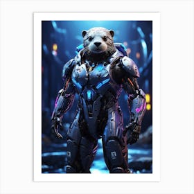 Otter In Cyborg Body #2 Art Print