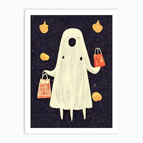 Bedsheet Ghost Shopping Art Print