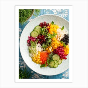 A Photograph Of A Visually Compelling Assortment Of Antioxidant Rich Foods On A Porcelain Dish With Art Print