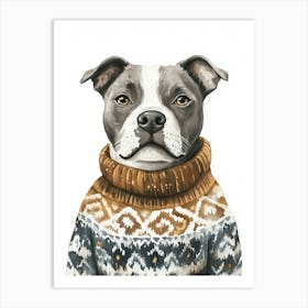 Staffordshire Bull Terrier Staffy In Christmas Jumper Neutral Art Print