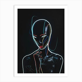 Neon Portrait Of A Woman 1 Art Print