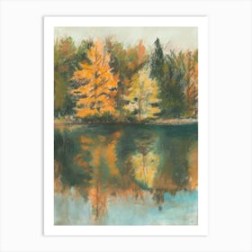 Autumn Trees Reflected In A Lake Art Print