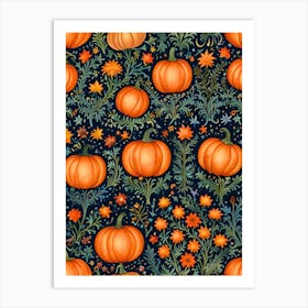 Pumpkins On A Black Background Art Print