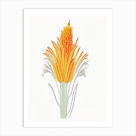 Kniphofia Floral Quentin Blake Inspired Illustration 2 Flower Art Print