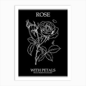 Rose With Petals Line Drawing 1 Poster Inverted Art Print