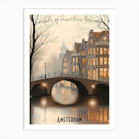 Amsterdam, minimalist soft tones palette, watercolor poster Art Print