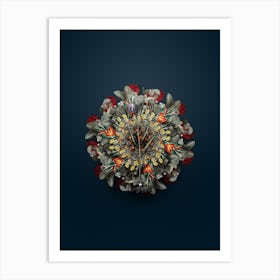 Vintage Chess Floral Wreath on Teal Blue n.0999 Art Print