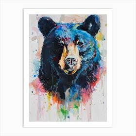 Black Bear Colourful Watercolour 2 Art Print