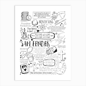 Sam Fender Doodle Lyrics Art Print