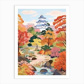 Osaka Castle Park, Japan In Autumn Fall Illustration 3 Art Print