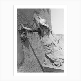 Spanish American Woman Plastering Adobe House, Chamisal, New Mexico By Russell Lee 1 Art Print