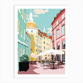 Gothenburg, Sweden, Flat Pastels Tones Illustration 4 Art Print