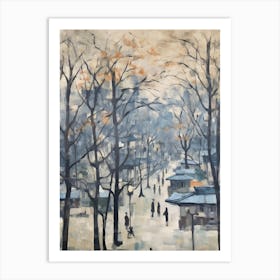 Winter City Park Painting Ueno Park Tokyo 3 Art Print