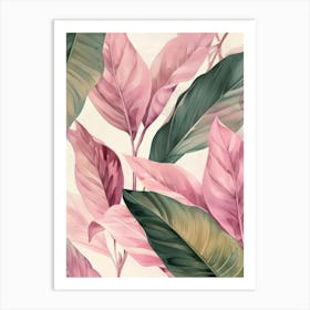 Pink Tropical Leaves Art Print