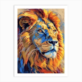 Southwest African Lion Portrait Close Up Fauvist Painting 1 Art Print