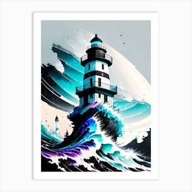 Lighthouse In The Ocean Art Print