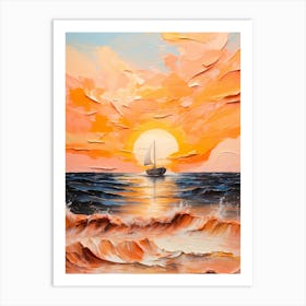 Sailboat At Sunset 12 Art Print