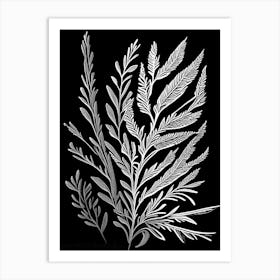 Rosemary Leaf Linocut 2 Art Print
