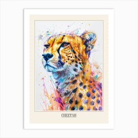 Cheetah Colourful Watercolour 3 Poster Art Print