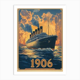 Aihrgdesign A Vintage Travel Poster Of A Luxury Steamship Sai C65b5b3d 8eca 47d8 Ab1d 6886385448a9 1 Art Print