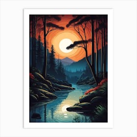 Sunset In The Forest 18 Art Print