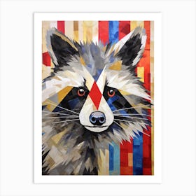 A Curious Raccoon In The Style Of Jasper Johns 2 Art Print