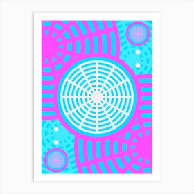 Geometric Glyph in White and Bubblegum Pink and Candy Blue n.0066 Art Print