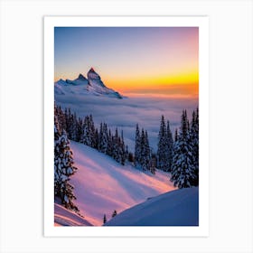 Zermatt, Switzerland 2 Sunrise Skiing Poster Art Print