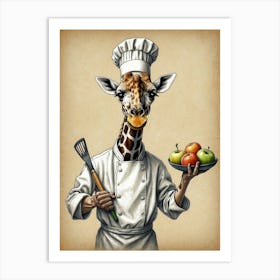 Chef Giraffe 1 Art Print