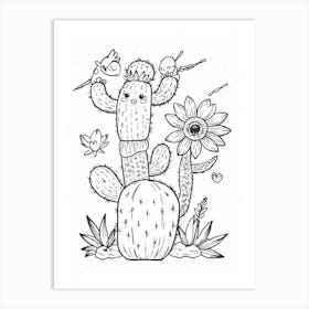 Cactus Coloring Page Art Print