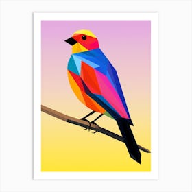 Colourful Geometric Bird Cowbird 2 Art Print