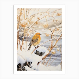 Winter Bird Painting Yellowhammer 4 Art Print