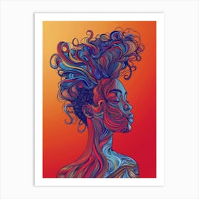 Portrait Of A Woman With Curly Hair 4 Art Print