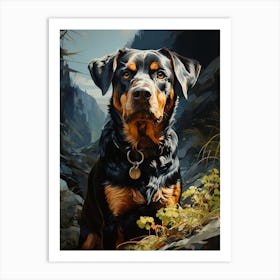 Rottweiler On A Mountain View Art Print