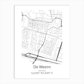 De Meern,Netherlands Minimalist Map Art Print