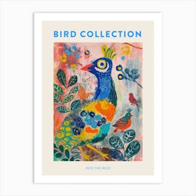 Peacock & Birds Loose Brushstroke Painting 2 Poster Art Print