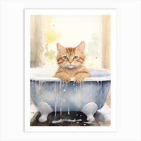 Australian Mist Cat In Bathtub Bathroom 4 Art Print